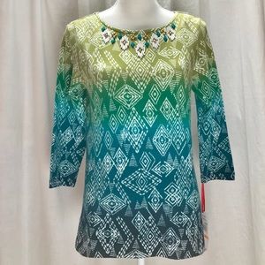 NWT Ruby Rd Ombré Embellished Top-FINAL Markdown